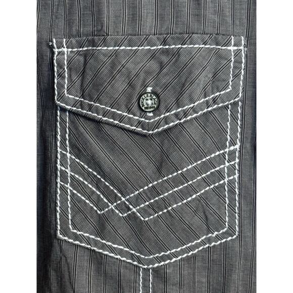 Buckle Black Standard Fit Snap Button Long Sz L Gray Western Cowboy Rodeo - Picture 5 of 9